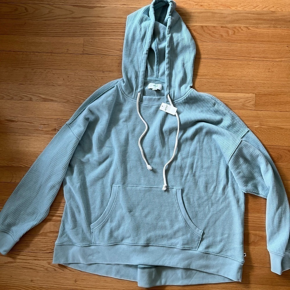 Aerie waffle knit teal hoodie